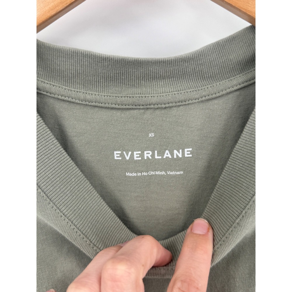 Everlane Cotton Pocket Midi Dress Womens XS Green Sleeveless Tank T-Shirt Dress - Picture 4 of 10